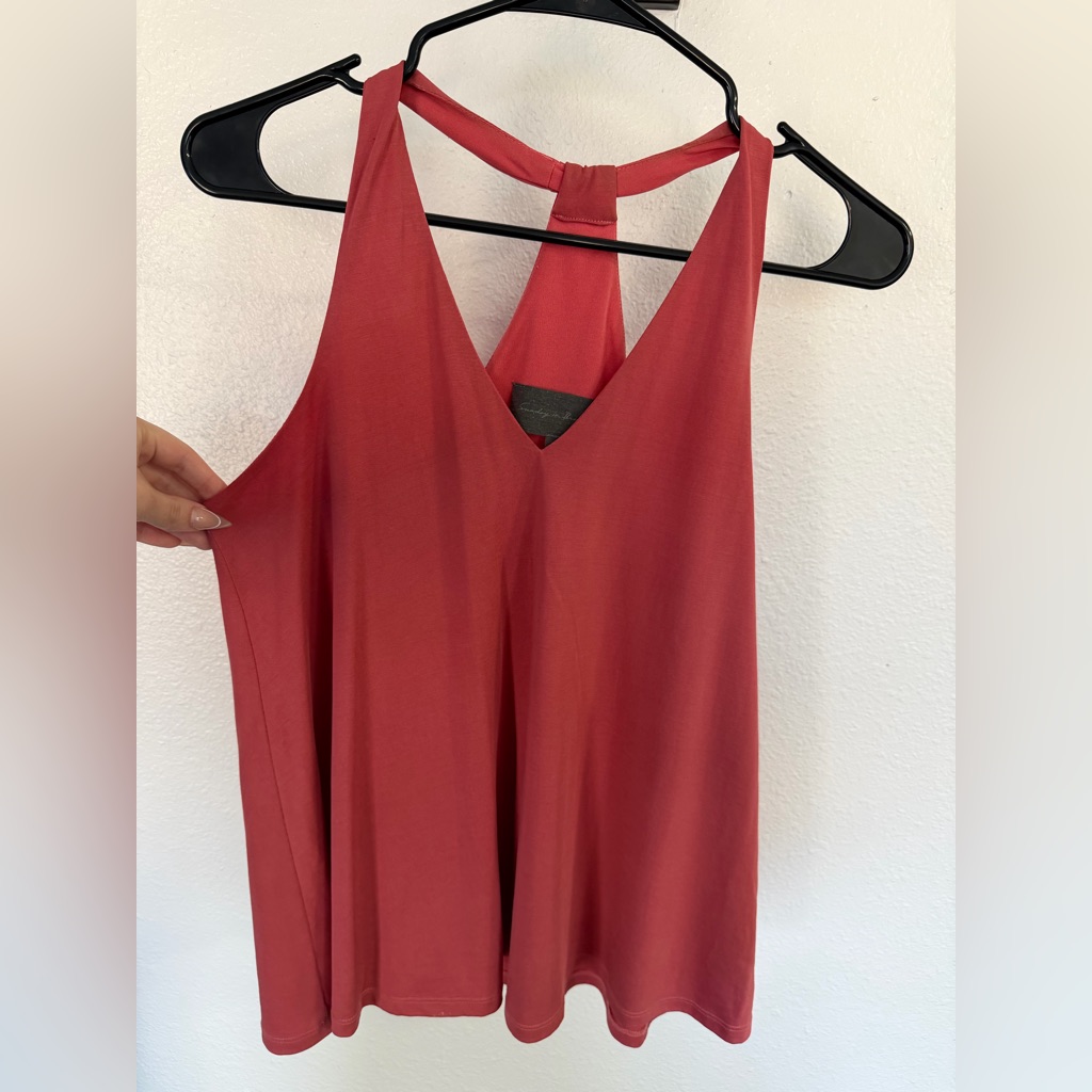 Sunday In Brooklyn Coral V-Neck Racerback Tank